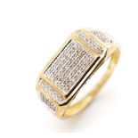 Pave diamond and yellow gold ring