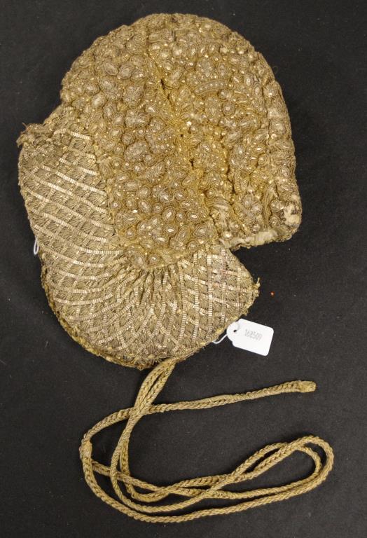 Antique gilt brocade lady's bonnet - Image 2 of 2