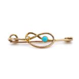 Edwardian rose gold and turquoise knot pin