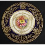 Royal Worcester handpainted floral cabinet plate