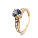 Mystic topaz and yellow gold ring