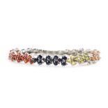 Mutli colour sapphire and silver bracelet