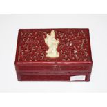 Early Chinese cinnabar and bone trinket box