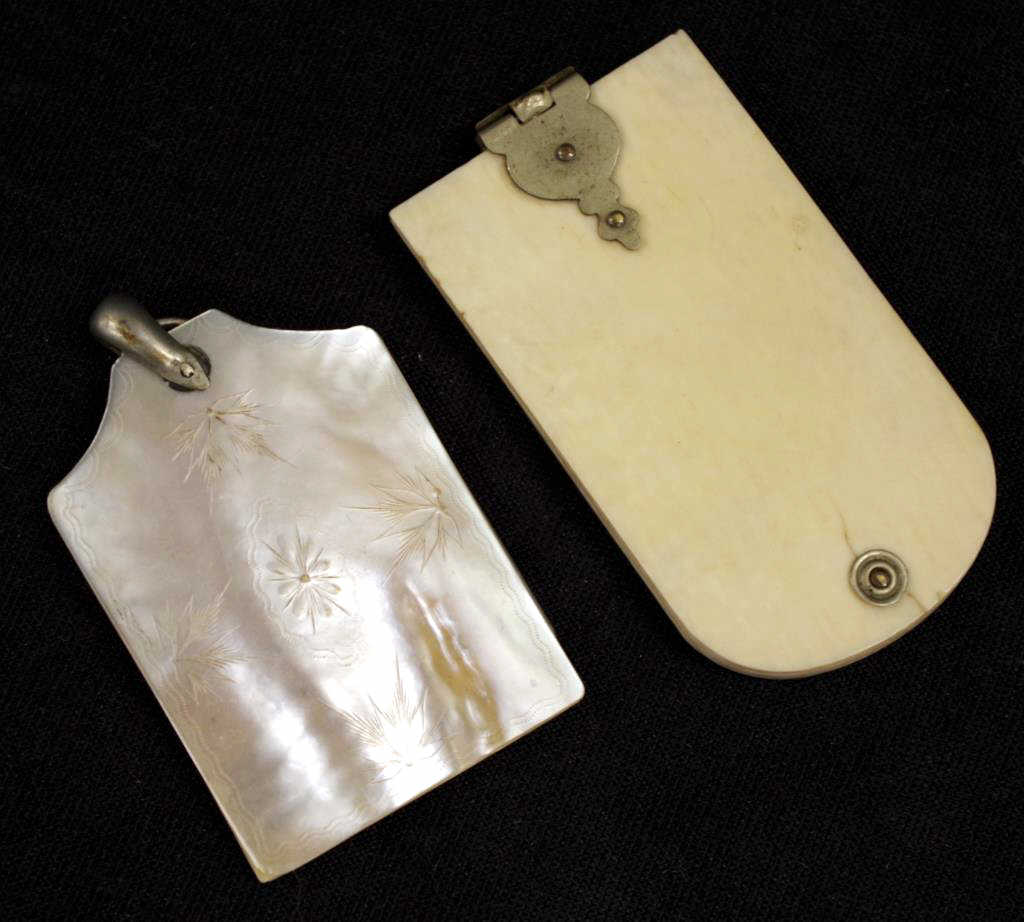 Two various antique ivory Aides Memoire