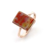 Antique red agate and 9ct rose gold ring
