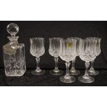 Heavy crystal decanter & 6 wine glasses