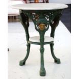 Cast iron and marble 2 tier table