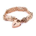 Antique 9ct rose gold fancy gatelink bracelet