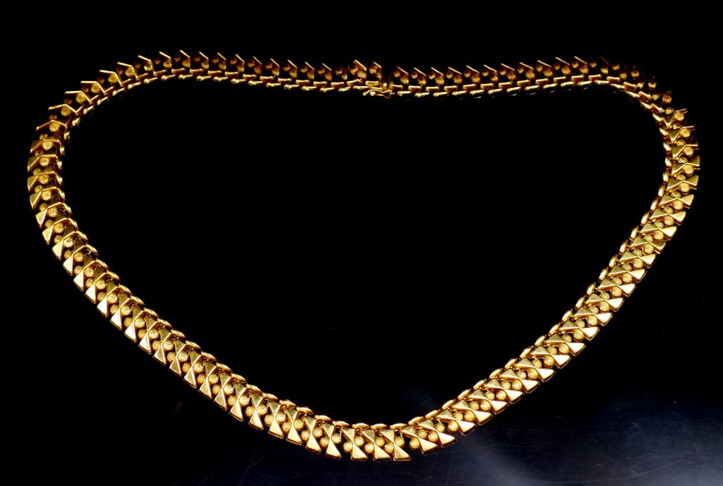 Mid century 18ct rose gold collar necklace - Image 2 of 5