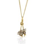 18ct Yellow gold chain necklace and silver dog
