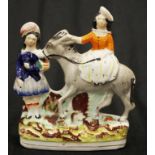 Victorian Staffordshire Princess & Donkey figure