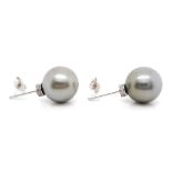 Tahitian pearl and 18ct white gold earrings