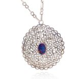 Australian modernist silver and opal pendant
