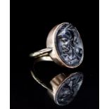 Early 20th C. Intaglio and 9ct rose gold ring