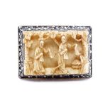 Antique Chinese Ivory and silver filigree brooch