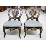 Two antique black lacquered bedroom / child chairs