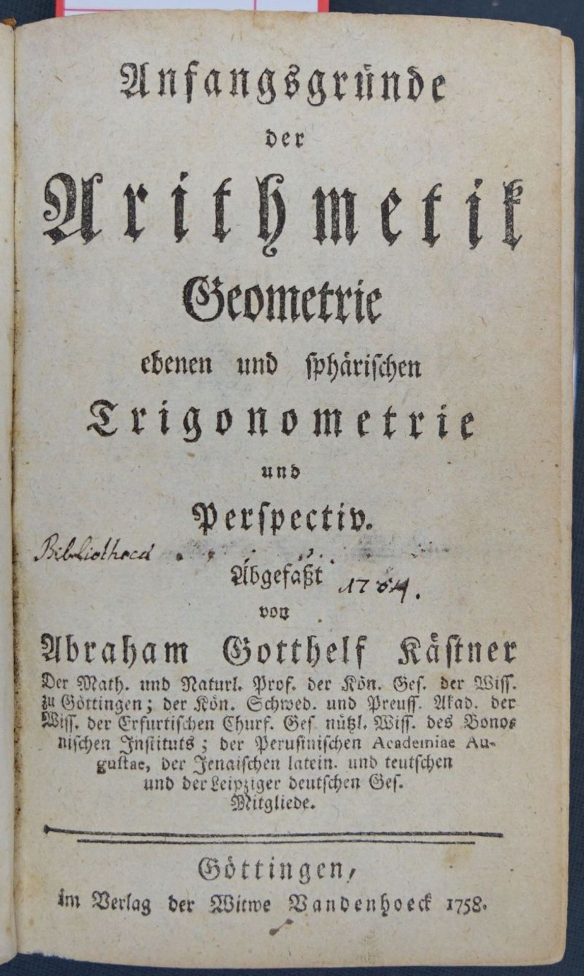 Kästner, Abraham Gotthelf: Anfangsgründe der Arithmetik