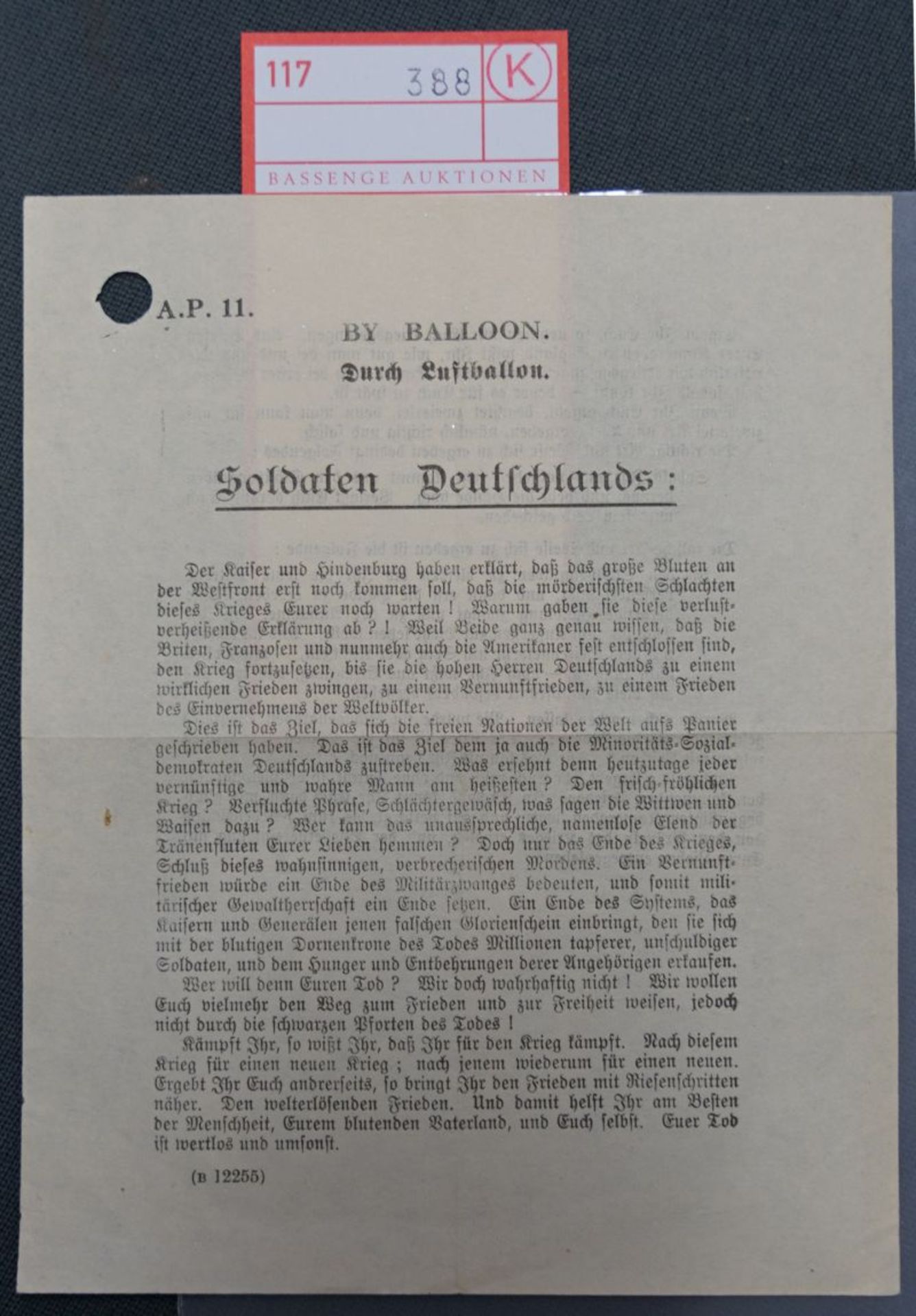 Soldaten Deutschlands: Ballon-Flugblatt