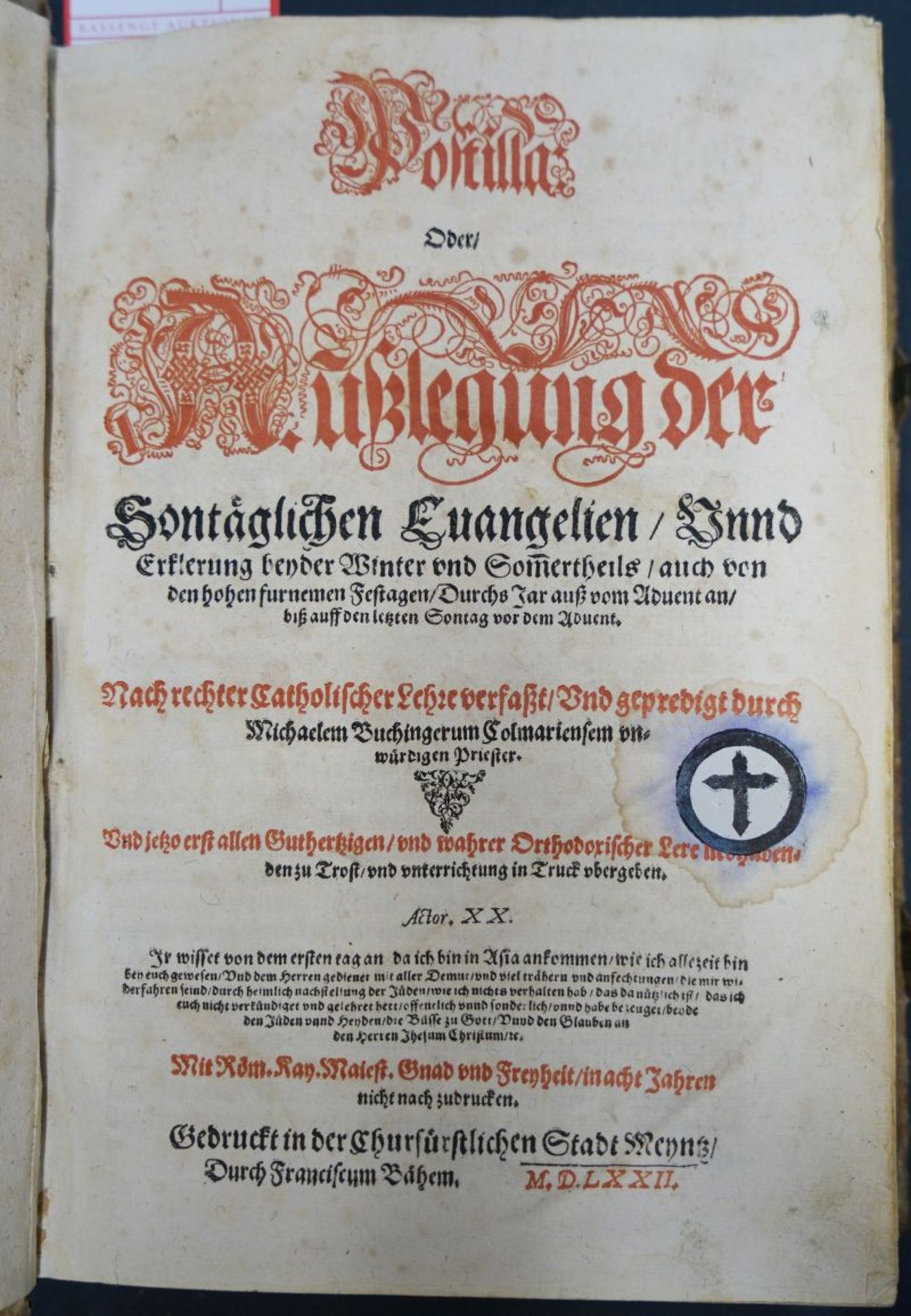 Buchinger, Michael: Postilla oder Außlegung der sontäglichen Evangelien