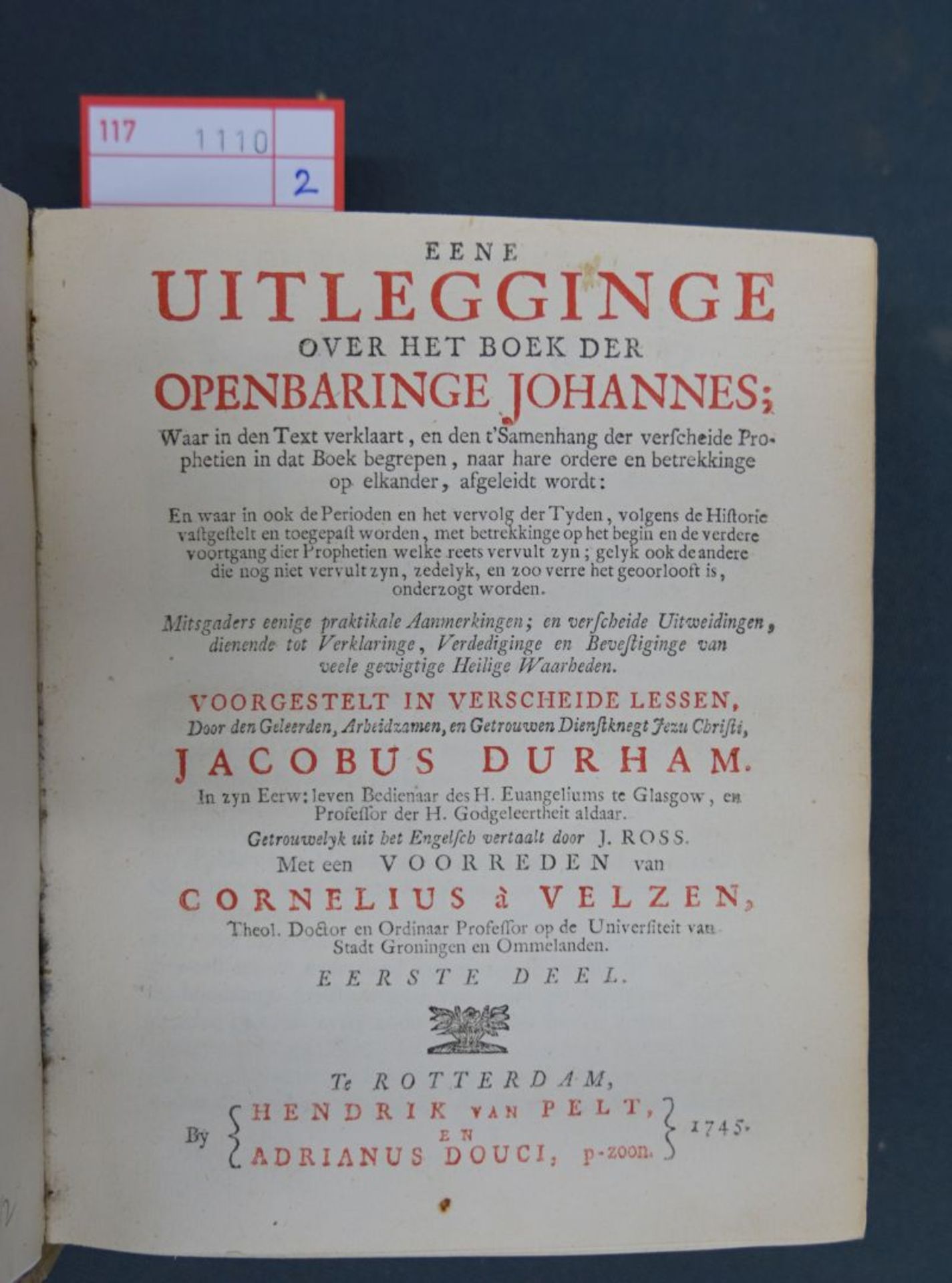 Durham, Jacobus: Eene uitlegginge over het boek der openbaringe Johannes