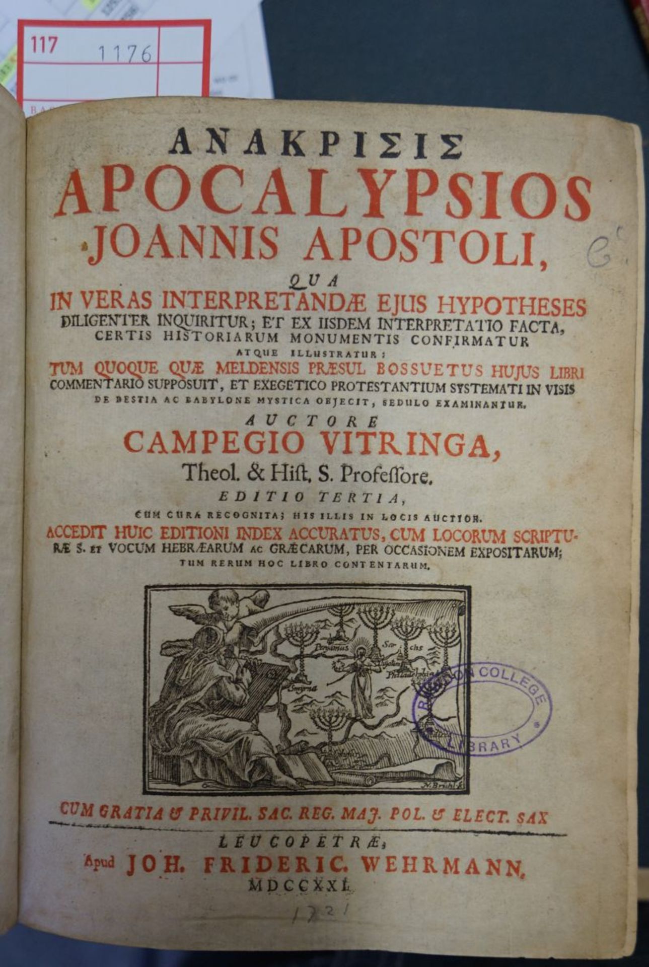 Vitringa, Campegius: Anakrisis Apocalypsios Joannis Apostoli