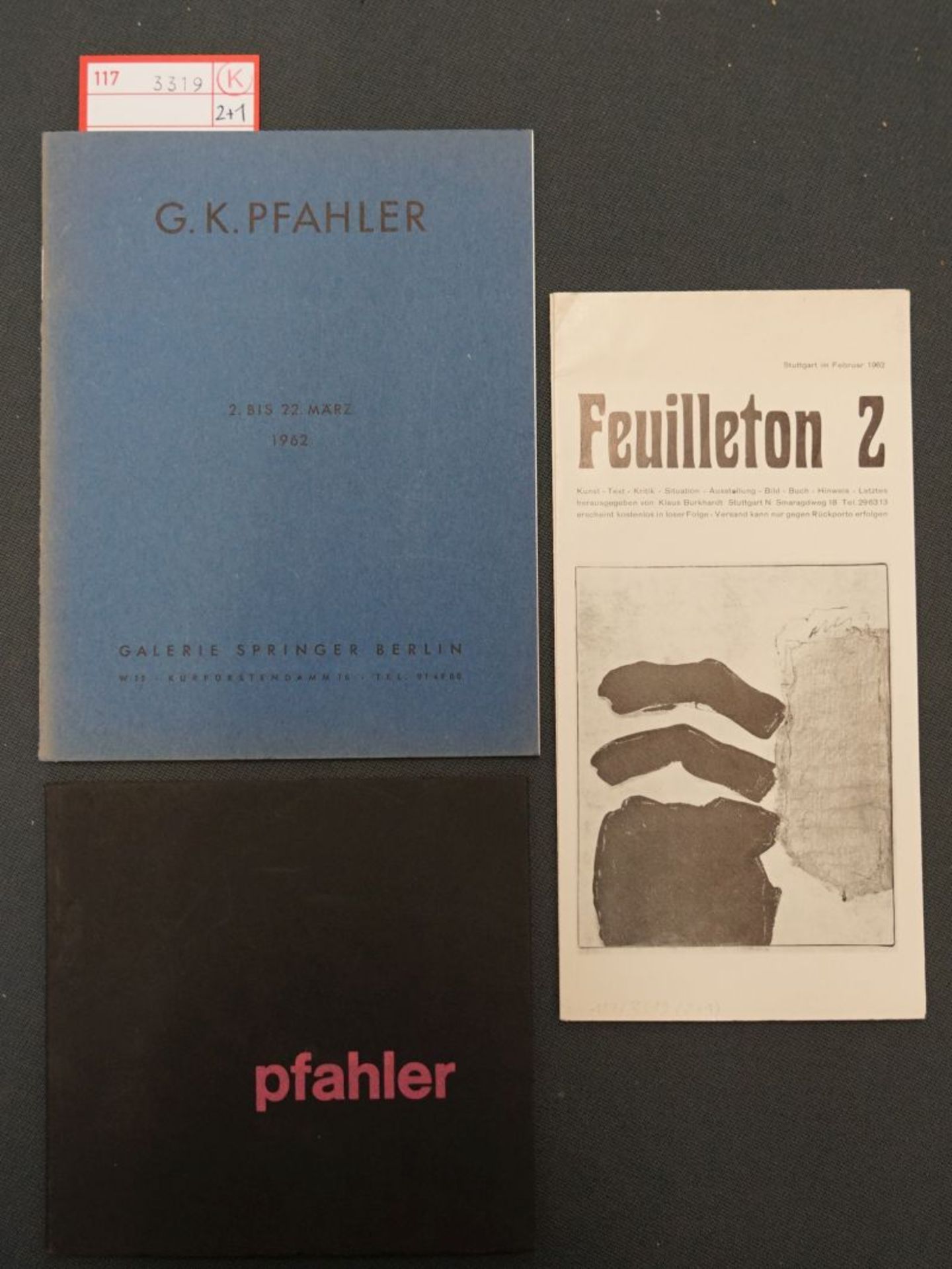 Pfahler, Georg Karl: Kataloge