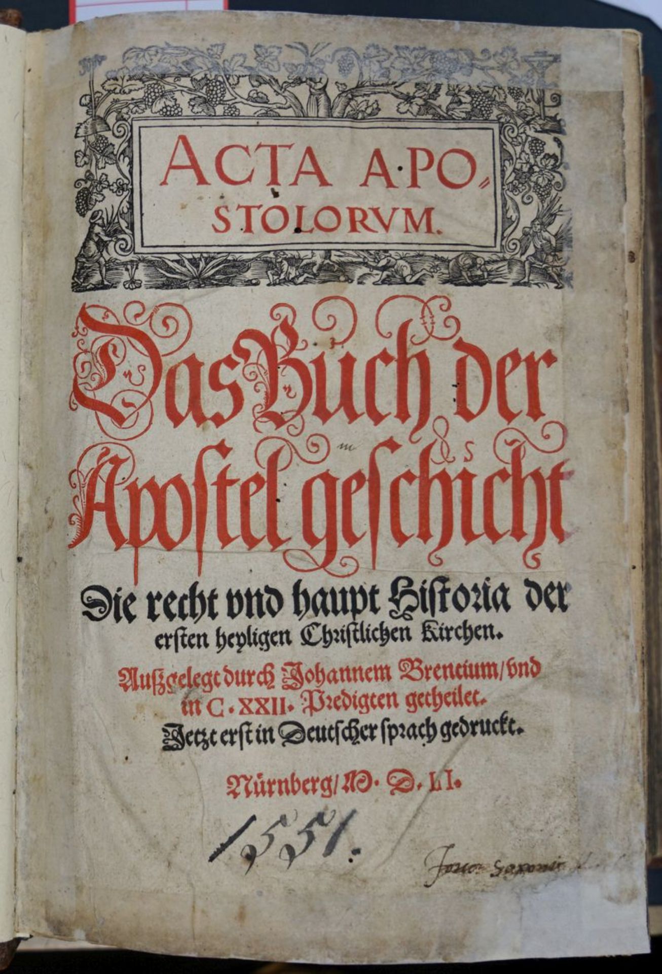 Brenz, Johannes: Acta Apostolorum. Das Buch der Apostel geschicht.