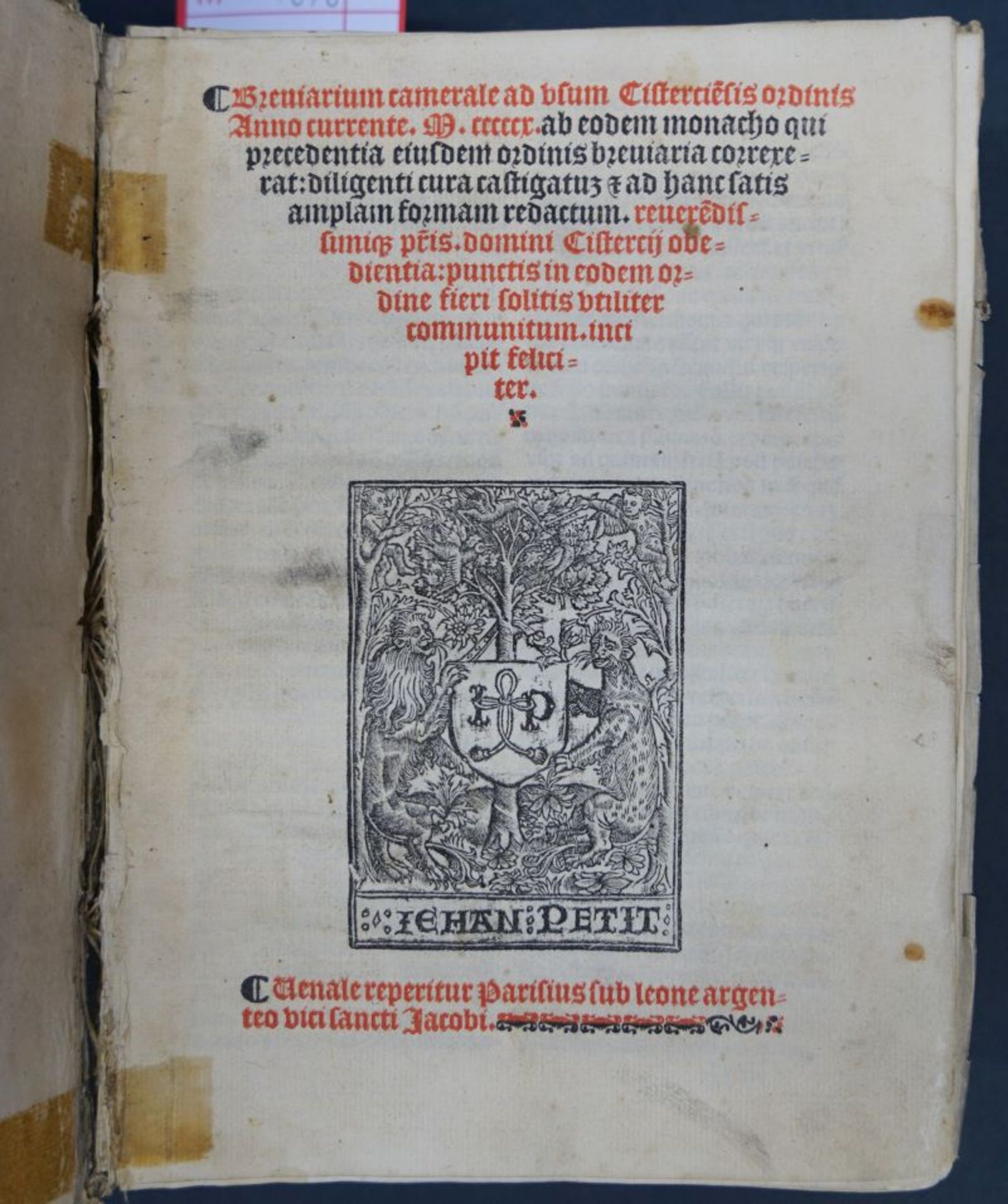 Breviarium camerale ad usum Cisterc...: Paris, Wolfgang Hopil für Jean Petit, 1510