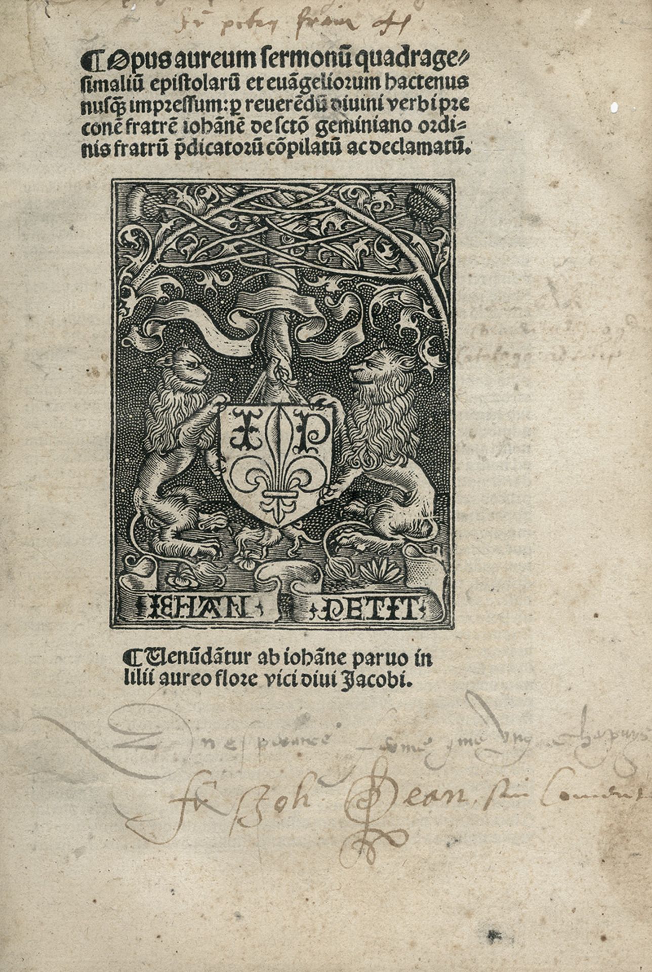 Giovanni di San Geminiano: Opus aureum sermonum quadragesimalium. 1511