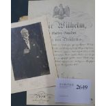 Wilhelm II., Deutscher Kaiser: Urkunde 1888 + Beigaben