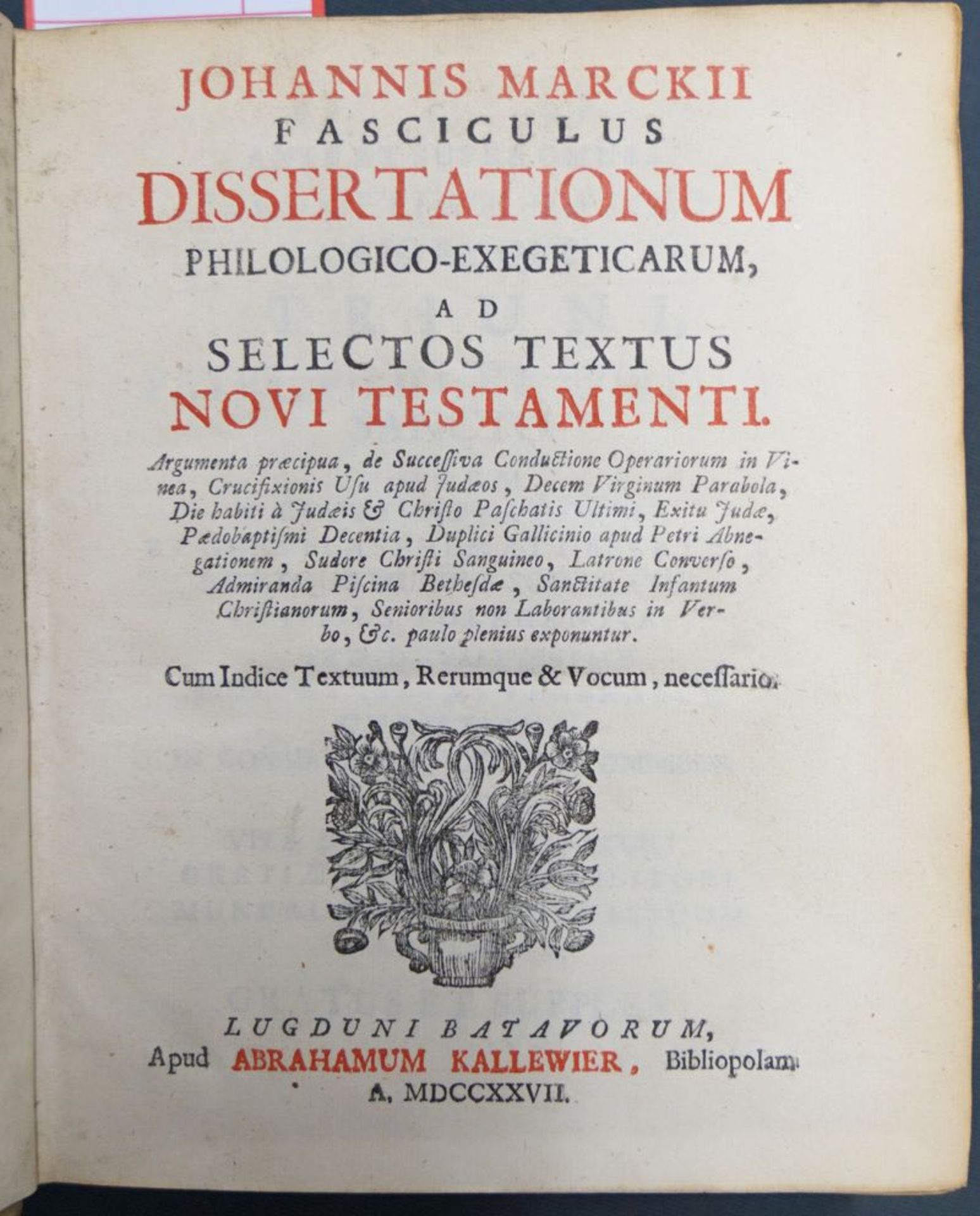 Marck, Johannes: Fasciculus dissertationum philologico-exegeticarum