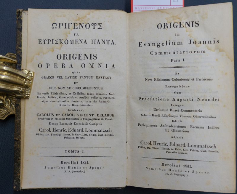 Origenes und Lommatzsch, Carl Heinr...: Origenis opera omnia quae graece vel latine tantum exsta...