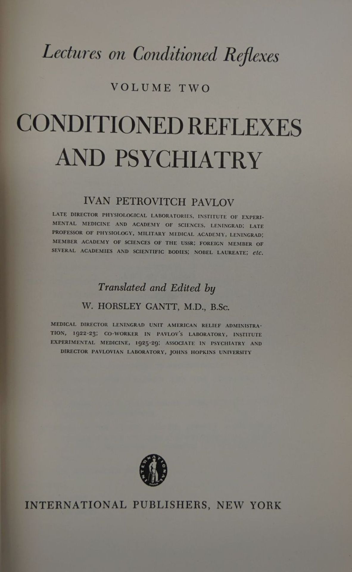 Pawlow, Iwan Petrowitsch: Lectures on Conditioned Reflexes