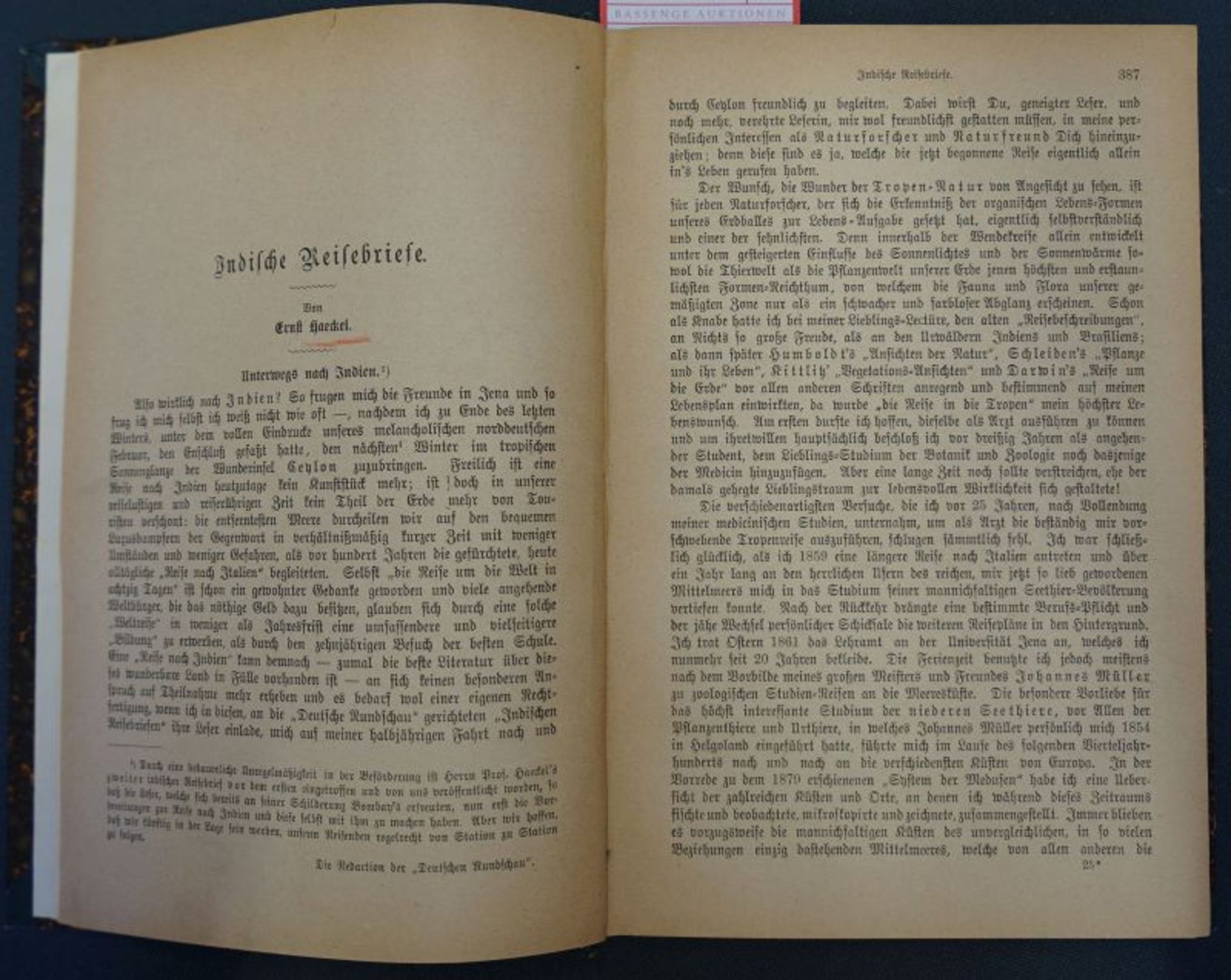 Haeckel, Ernst und Deutsche Rundsch...: Indische Reisebriefe