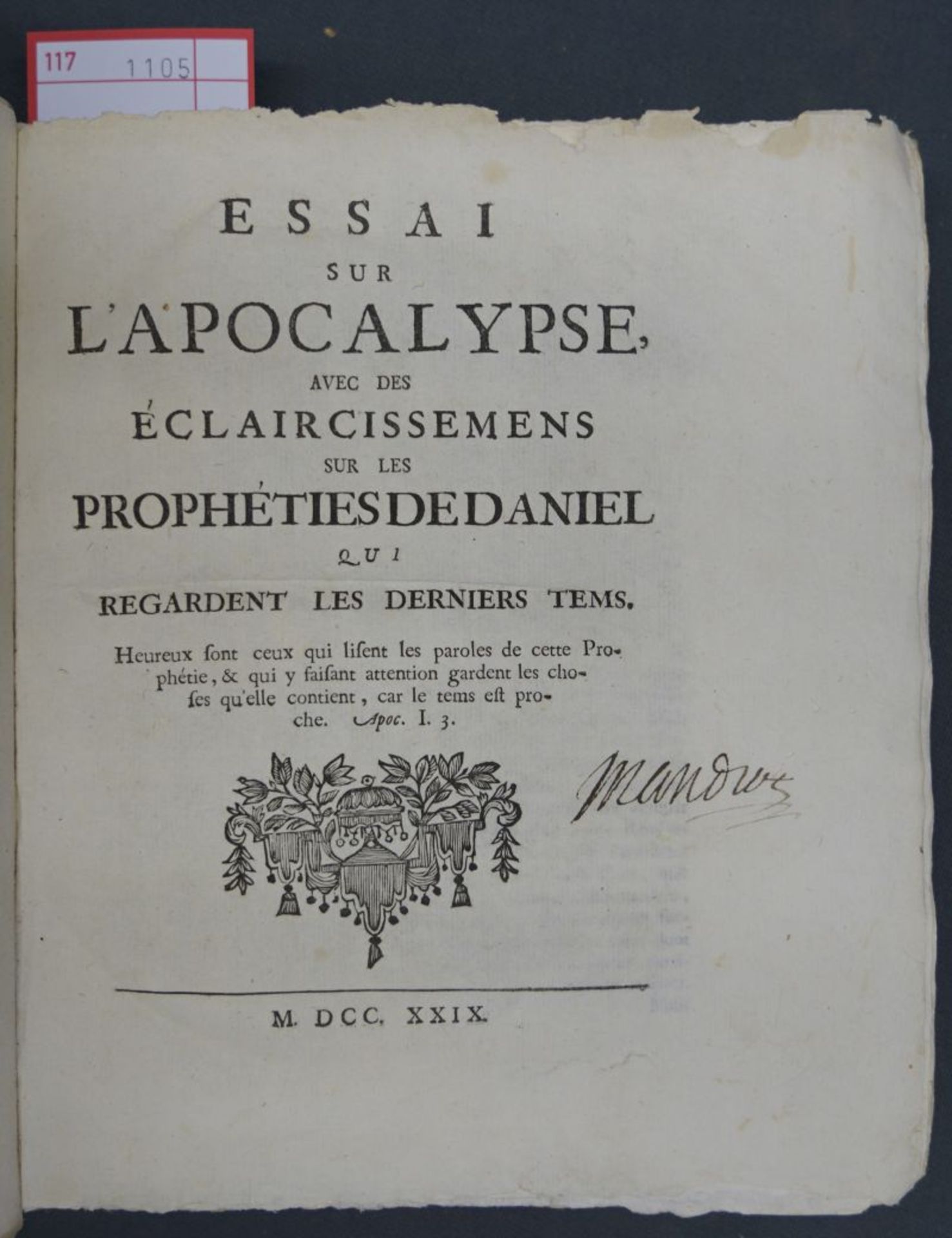 Crinsoz, Théodore: Essai sur l'Apocalypse