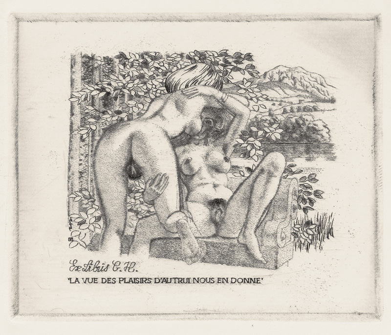 Erotische Exlibris: Sammlung von 11 erotischen Exlibris in Orig.-Graphik