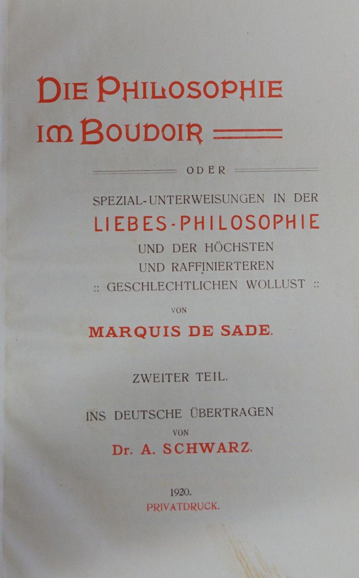 Sade, D. A. F. de: Philosophie im Boudoir