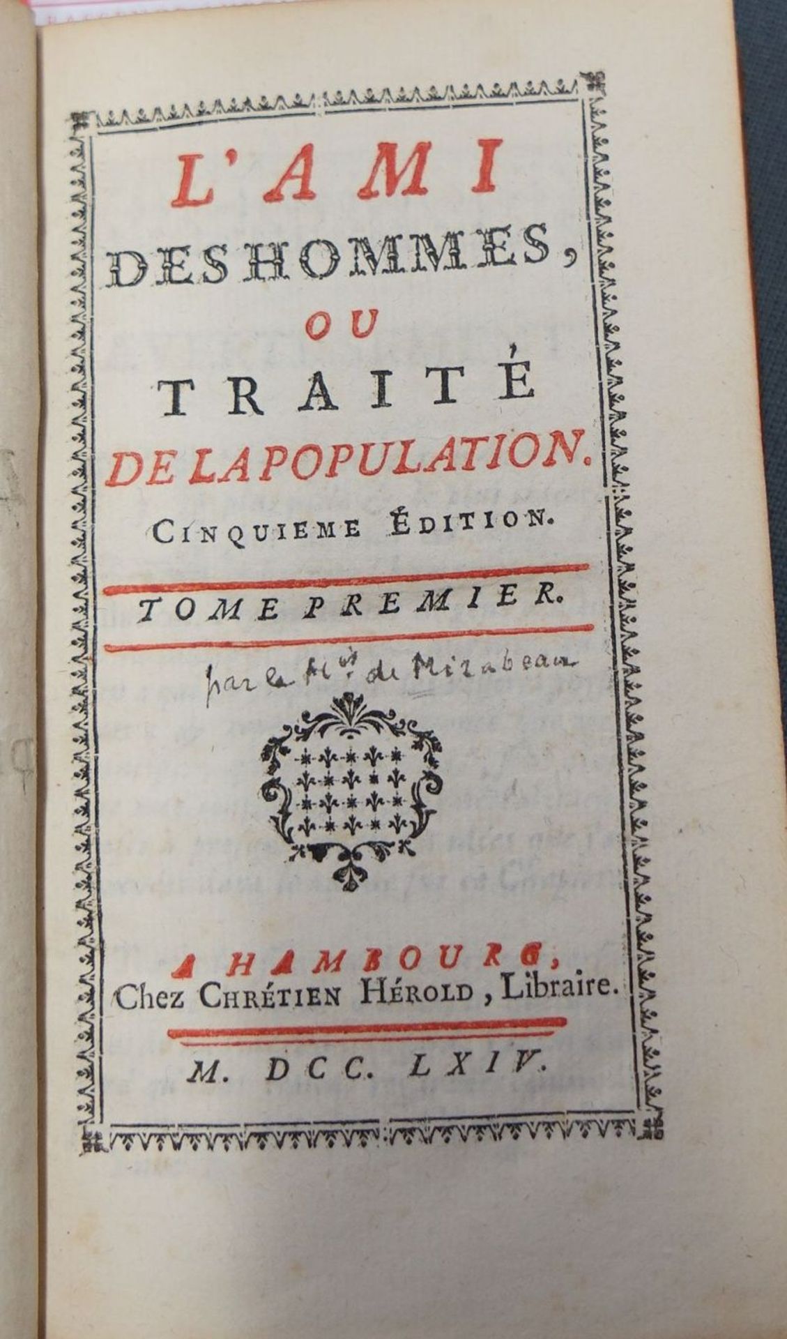 Mirabeau, Victor de Riquetti: L'Ami des hommes