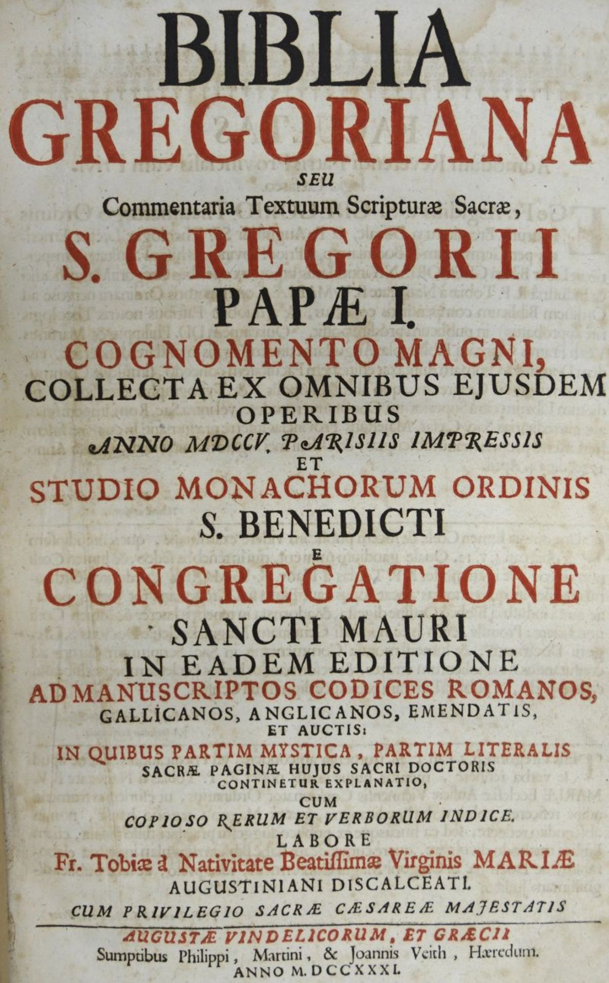 Gregor I., Papst: Biblia Gregoriana, seu commentaria textuum Scripturæ Sac...