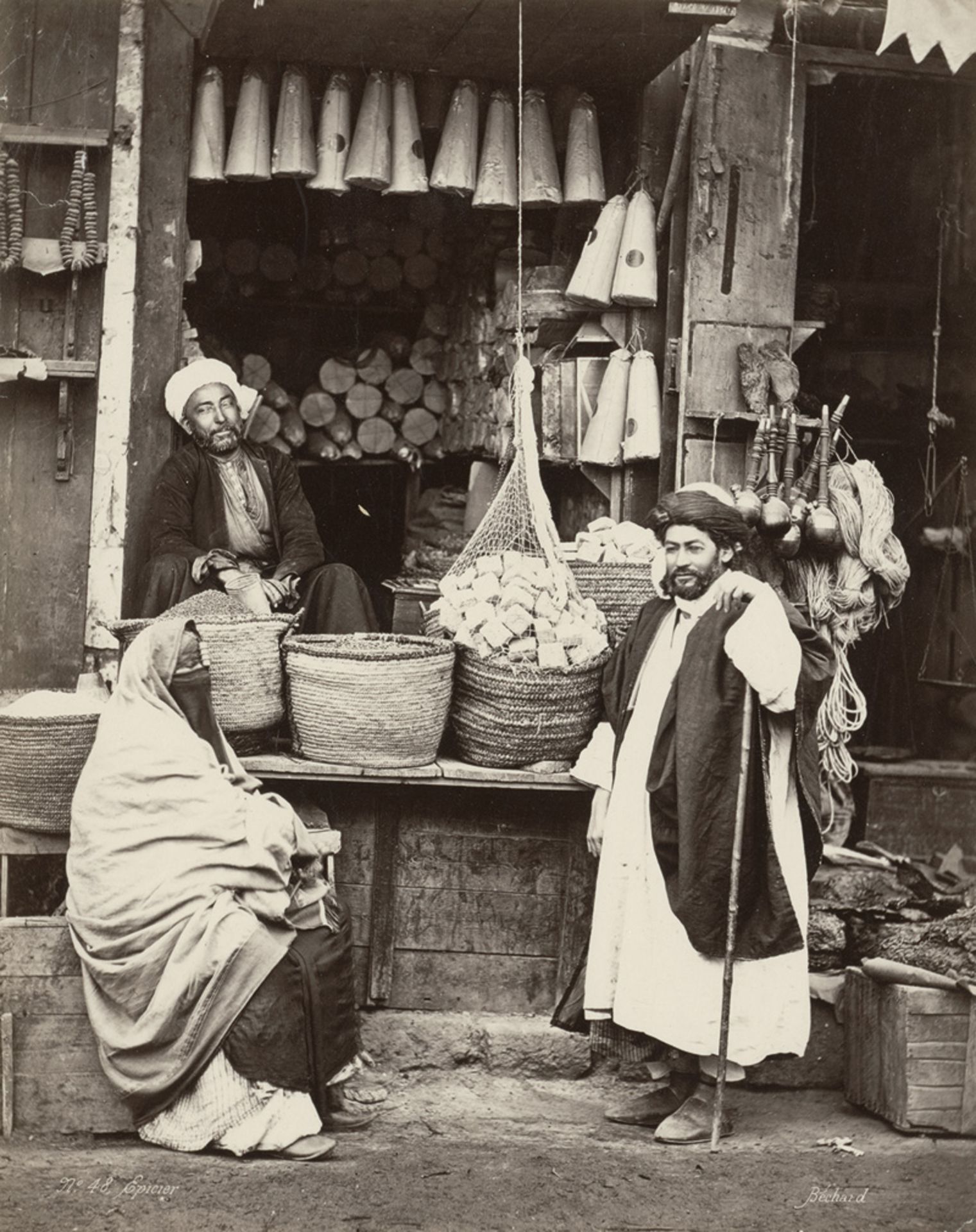 Béchard, Henri: Market and street scenes in Cairo, Thèbes and Port d' As...