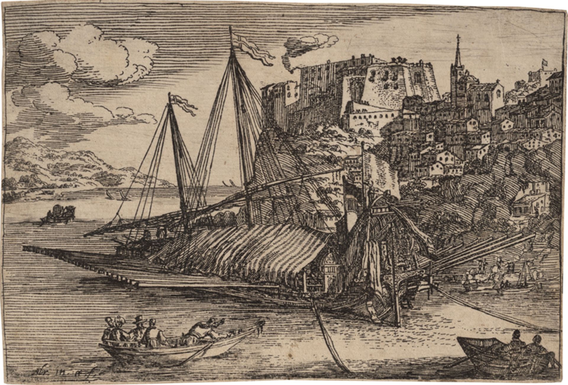 Casembrot, Abraham: Die Galeere vor Anker im Hafen von Messina.