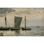 Dänisch: 1881. Segelboote am Steg vor Kopenhagen