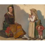 Tischbein, August Anton: Kostümstudie einer römischen Frau und zweier Kinder