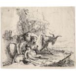 Tiepolo, Giovanni Battista: Nymphe mit kleinem Satyr und zwei Ziegen