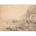 Deutsch: 1835. Das Castel dell’Ovo und der Hafen von Santa Lucia ...