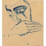 Nauen, Heinrich: Kopfstudie mit Hand vor dem Mund