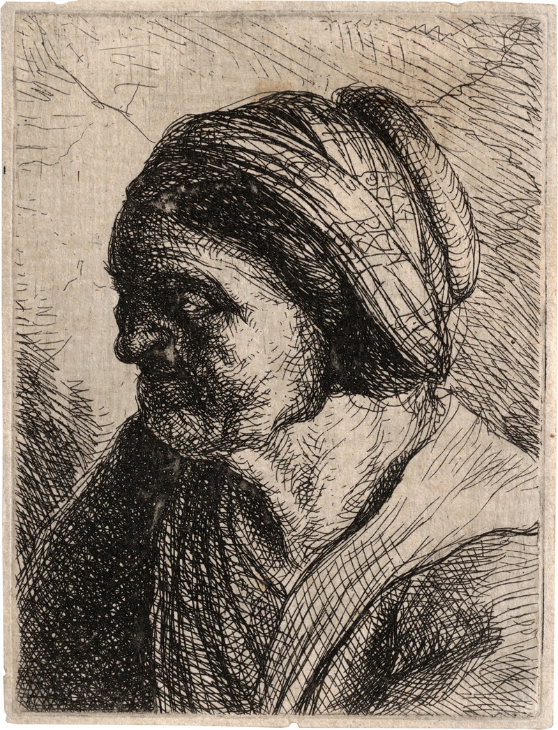 Rembrandt Harmensz. van Rijn - Schu...: Brustbildnis einer alten Frau nach links