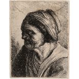 Rembrandt Harmensz. van Rijn - Schu...: Brustbildnis einer alten Frau nach links