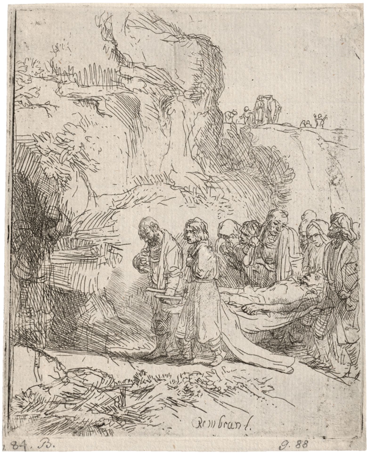Rembrandt Harmensz. van Rijn: Christus zu Grabe getragen