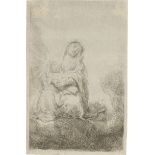 Rembrandt Harmensz. van Rijn: Maria mit dem Christkinde in den Wolken